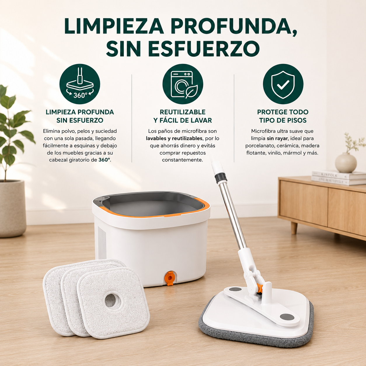 Smart Mopa 360° | Pisos Impecables en la Mitad de Tiempo, Sin Esfuerzo