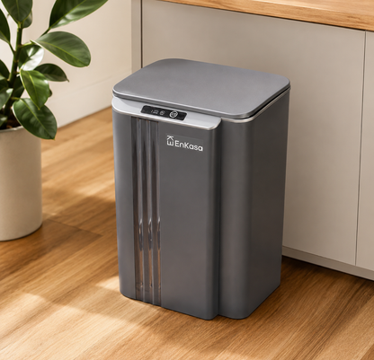 Cubo de Basura Inteligente con Sensor OEM Gris de 13L / 18L / 23L, Contenedor de Basura Elegante, Cubo de Basura Inteligente