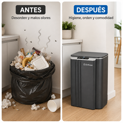 Cubo de Basura Inteligente con Sensor OEM Gris de 13L / 18L / 23L, Contenedor de Basura Elegante, Cubo de Basura Inteligente