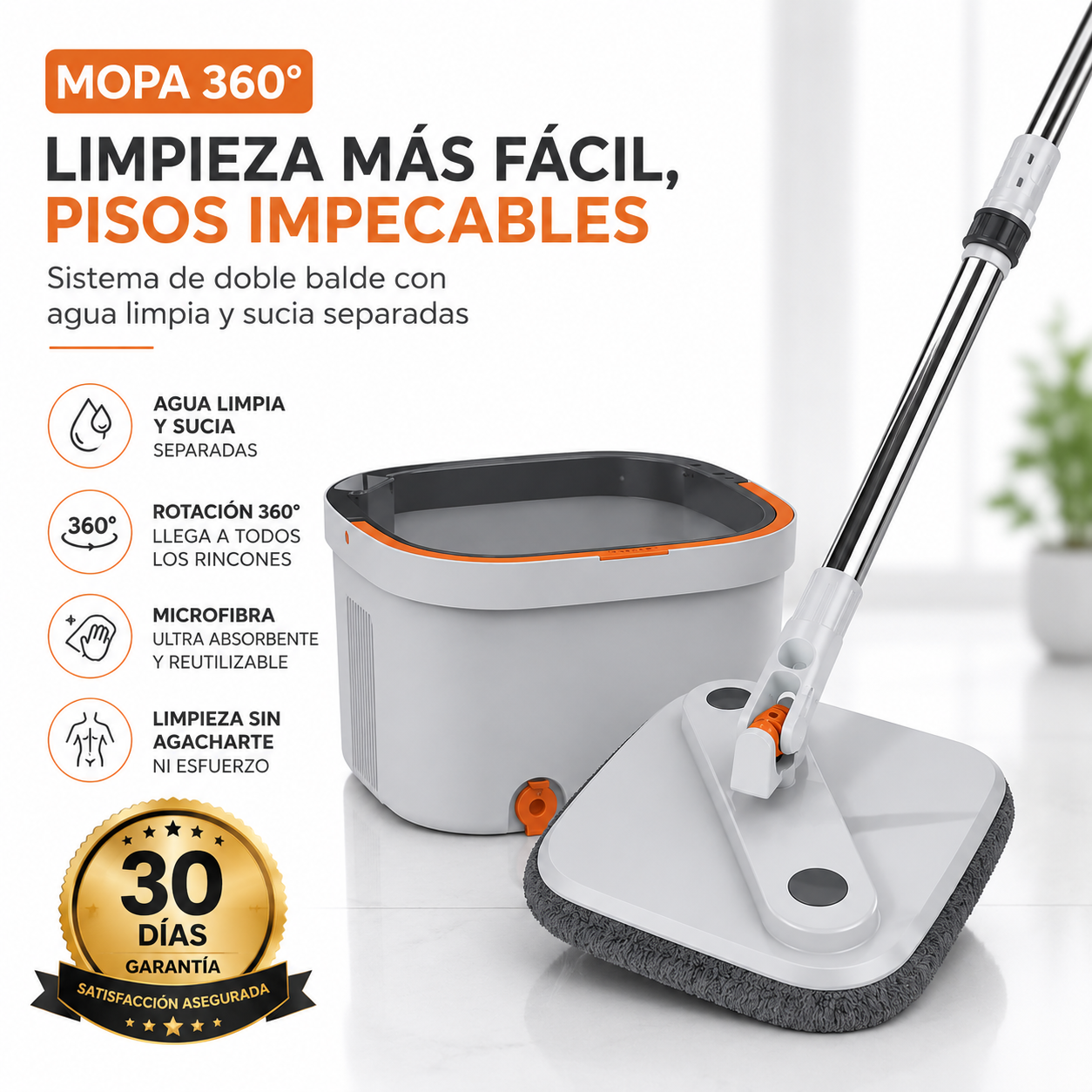 Smart Mopa 360° | Pisos Impecables en la Mitad de Tiempo, Sin Esfuerzo