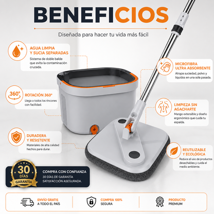 Smart Mopa 360° | Pisos Impecables en la Mitad de Tiempo, Sin Esfuerzo